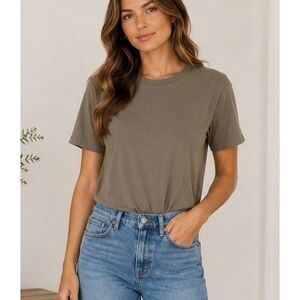 Nuuds Olive Green Crewneck Short Sleeve Bodysuit Top Women’s Large